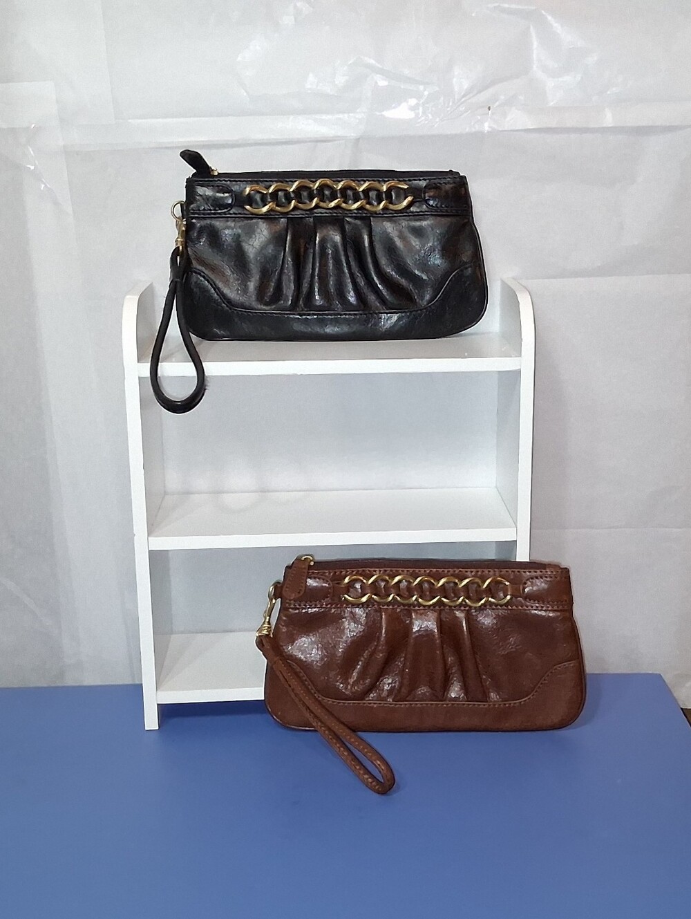2 Vintage Wilson's Pleated Leather Wristlet's - EUC